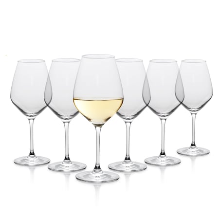 Table 12 14.5-Ounce White Wine Glasses, Set of 6, Lead-Free Crystal, Break Resistant TGW6R30